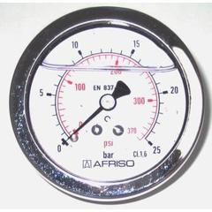 Manometer 0-25 bar
63 mm Durchmesser
Edelstahl Gehäuse 
1/4'' Anschluss hinten